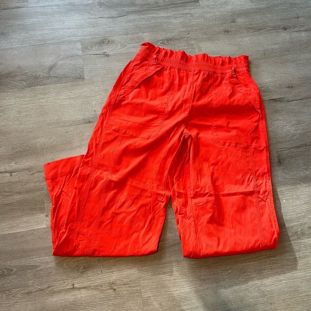 Athleta wide leg orange parachute pants